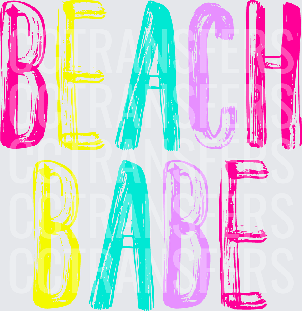 Beach Babe Colorful Brush Stroke Bold Letters (DTF)