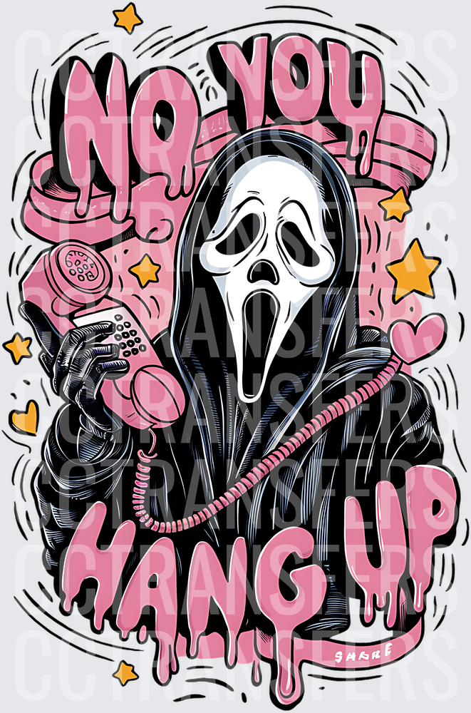No You Hang Up Ghostface Mask Pink Phone Horror (DTF)