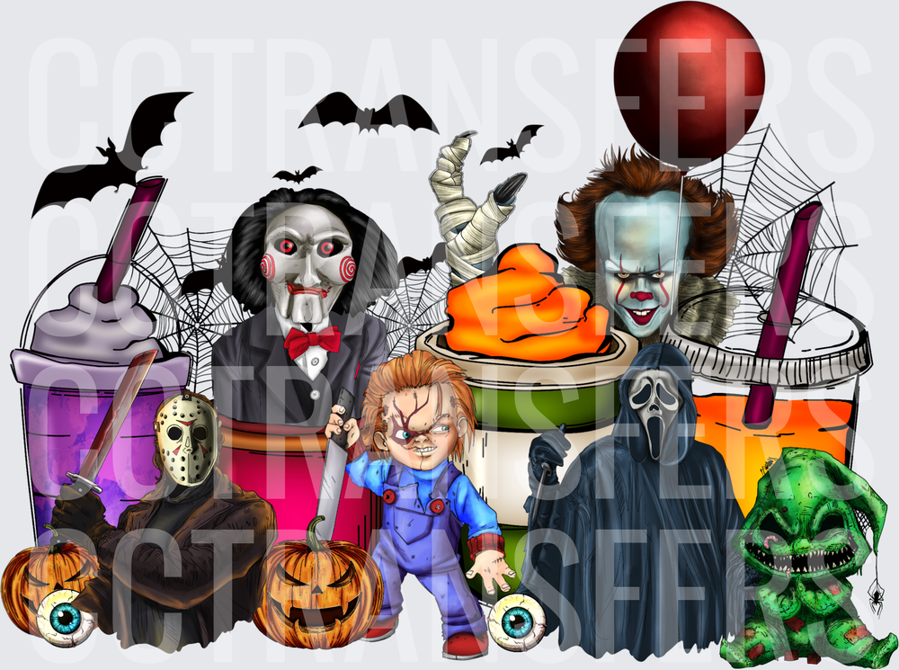 Horror Icons Halloween Spooky Drinks Party Squad (DTF)