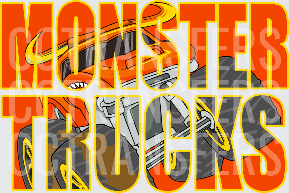 Monster Trucks Bold Graphic Letter Fill Design (DTF)