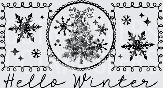 Hello Winter Snowflakes Lace Christmas Tree Bow (DTF)