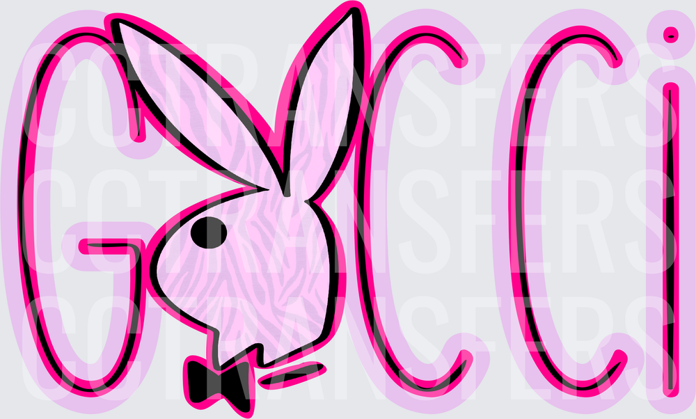 Pink Zebra Bunny Logo Mashup Glam Text (DTF)