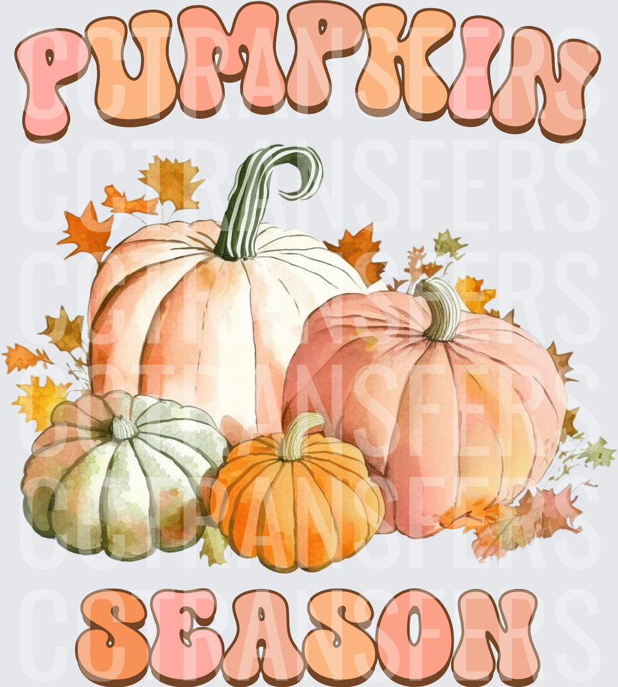 Pumpkin Season Retro Groovy Fall Watercolor Pumpkins (DTF)