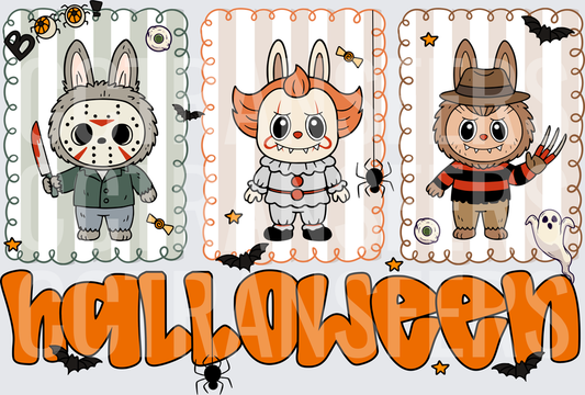 Cute Halloween Horror Bunny Trio Halloween (DTF)
