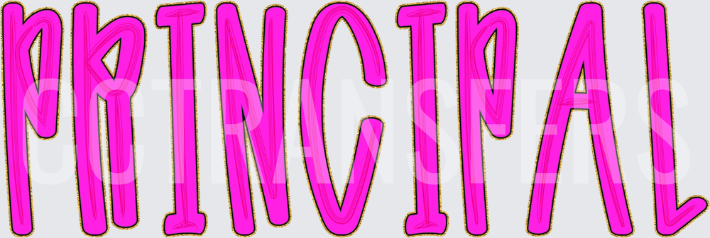 Bold Pink PRINCIPAL Text with Gold Outline (DTF)