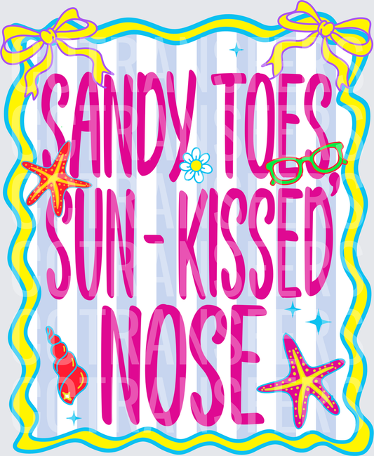 Sandy Toes Sun-Kissed Nose Beach Summer Bow Design (DTF)