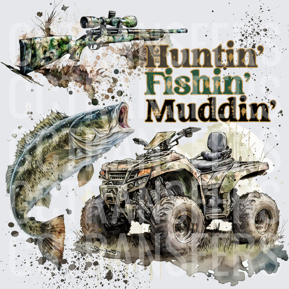 Huntin' Fishin' Muddin' Camo Rifle Bass ATV (DTF)