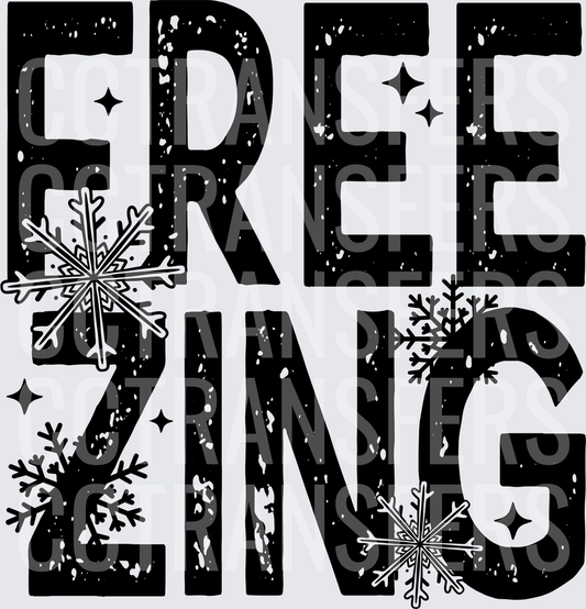 Freezing Bold Distressed Text Snowflakes Winter (DTF)