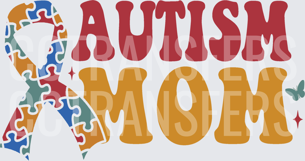 Autism Mom Puzzle Ribbon Awareness Retro Groovy (DTF)