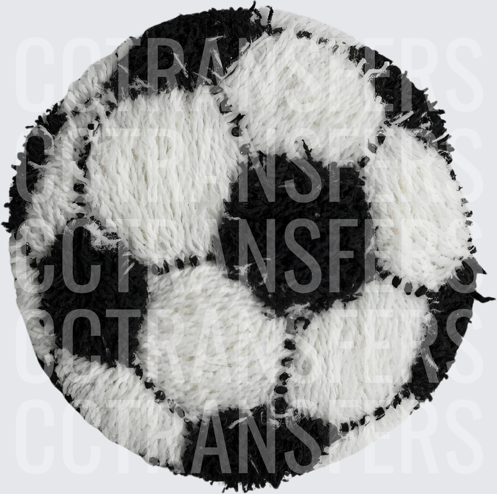 Fuzzy Yarn Textured Black and White Soccer Ball (DTF)