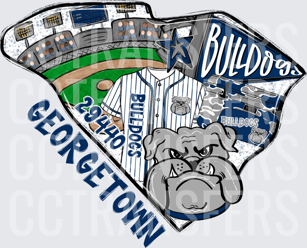 Georgetown 29440 Bulldogs Baseball State Shape (DTF)