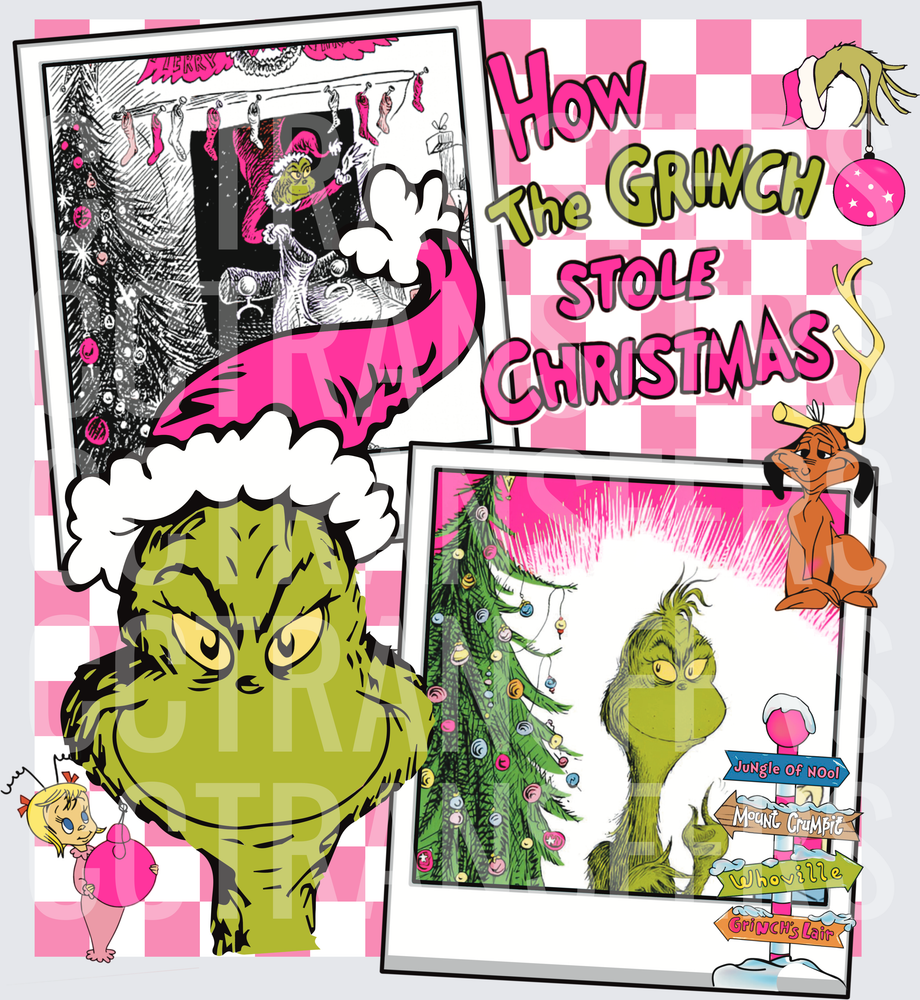 How The  Stole Christmas Pink Collage (DTF)