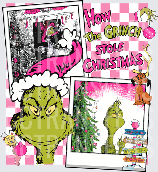 How The  Stole Christmas Pink Collage (DTF)