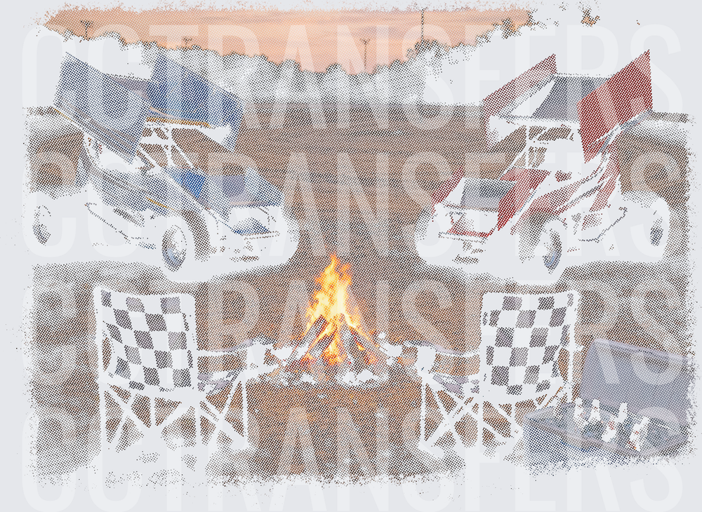 Sprint Cars Campfire Checkered Flag Chairs Scene (DTF)