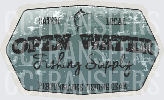 Vintage Open Water Fishing Supply Catch Local Badge (DTF)