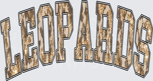 Leopards Arched Varsity Letters Glitter Leopard Print (DTF)