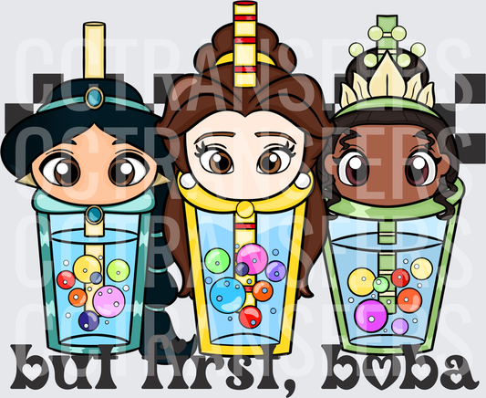But First Boba Cute Princess Chibi Bubble Tea Trio (DTF)