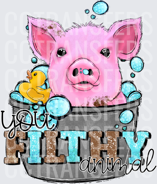 Cute Pig Bath Tub Rubber Duck You Filthy Animal (DTF)