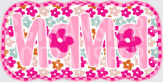 Mama Retro Floral Daisy Pink Bold Letters (DTF)