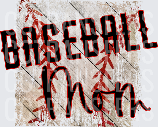 Baseball Mom Distressed Wood Grain Stitching Design (DTF)