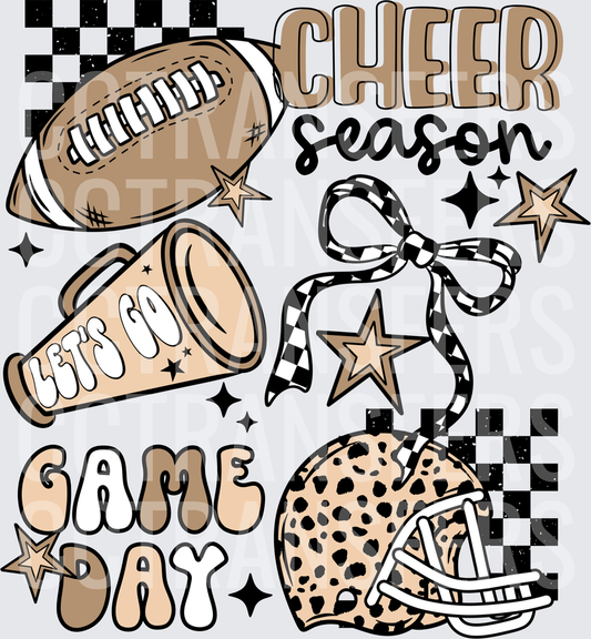 Cheer Season Game Day Football Leopard Helmet Let's Go (DTF)