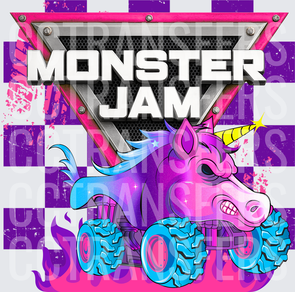 Monster Jam Fierce Unicorn Monster Truck Flames (DTF)