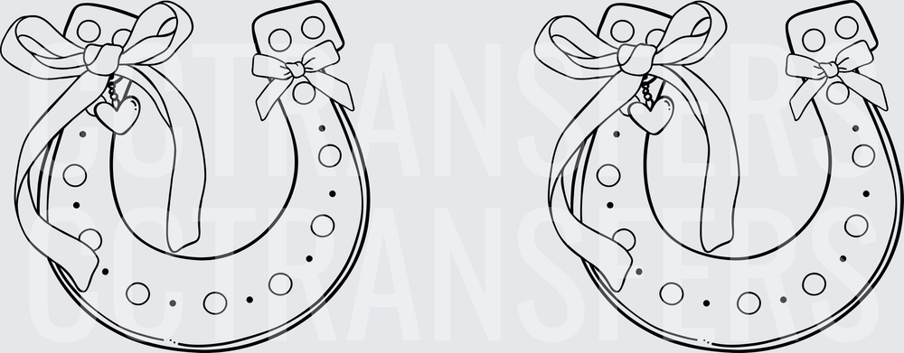 Decorative Horseshoe Pair with Bow and Heart Charm (DTF)