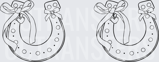 Decorative Horseshoe Pair with Bow and Heart Charm (DTF)
