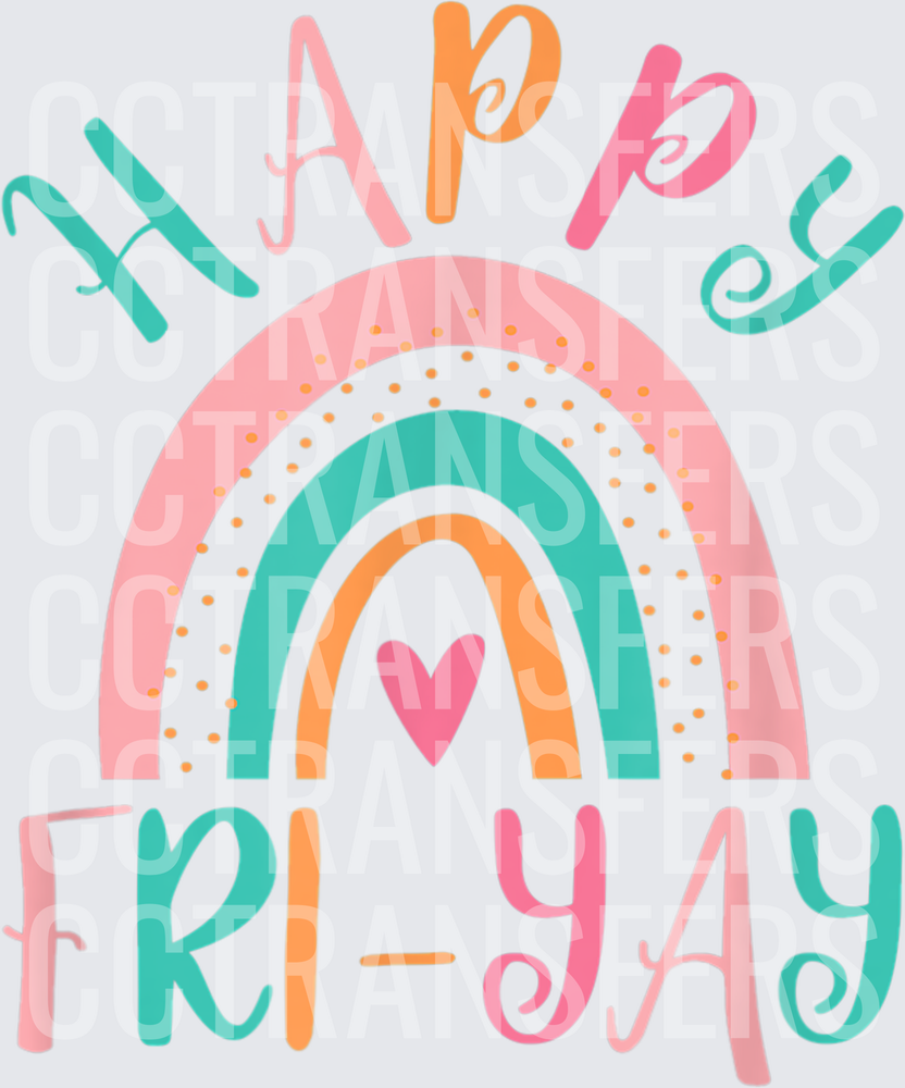 Happy Fri-Yay Boho Rainbow Heart Colorful Design (DTF)