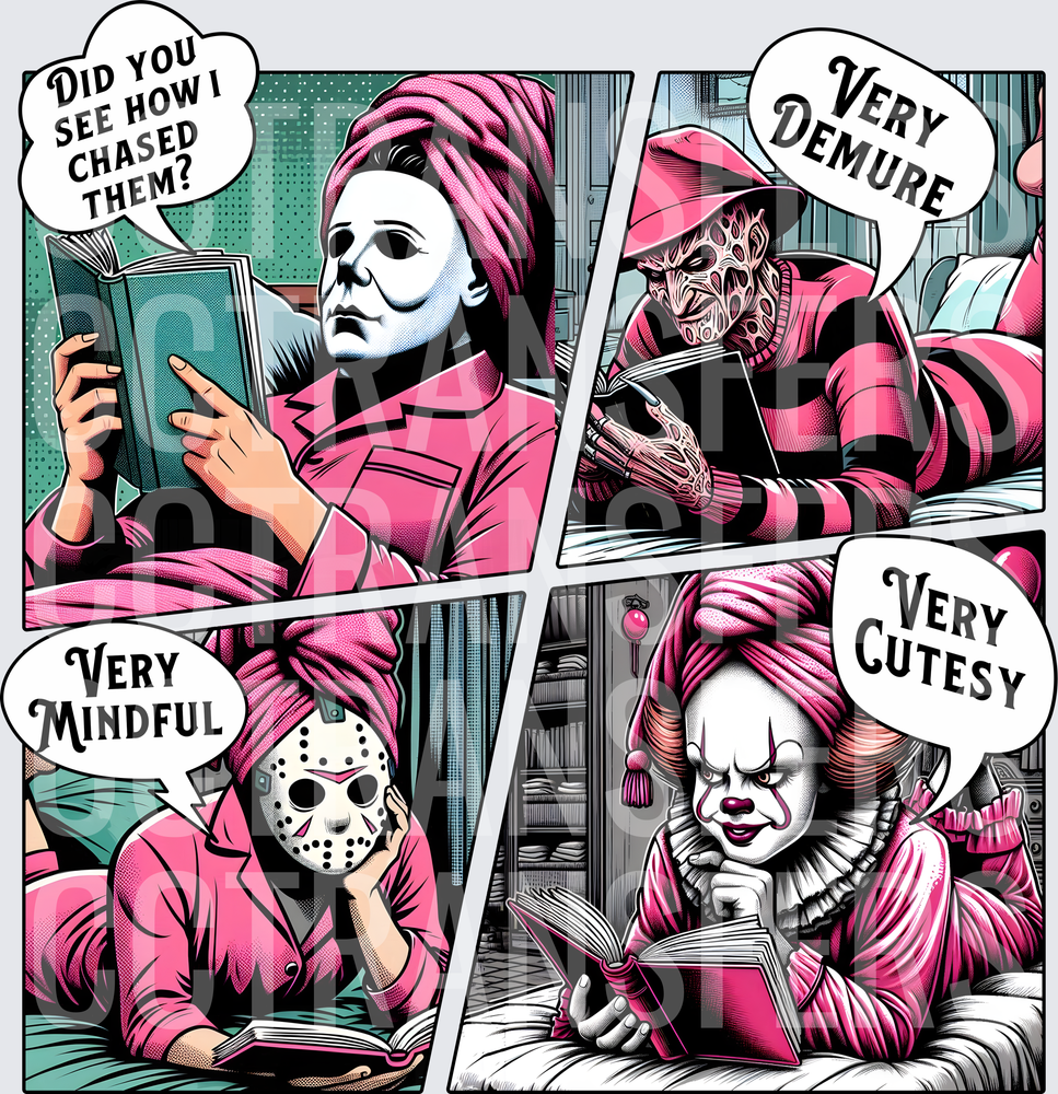 Horror Villains in Pink Very Demure Very Mindful Very Cutesy (DTF)