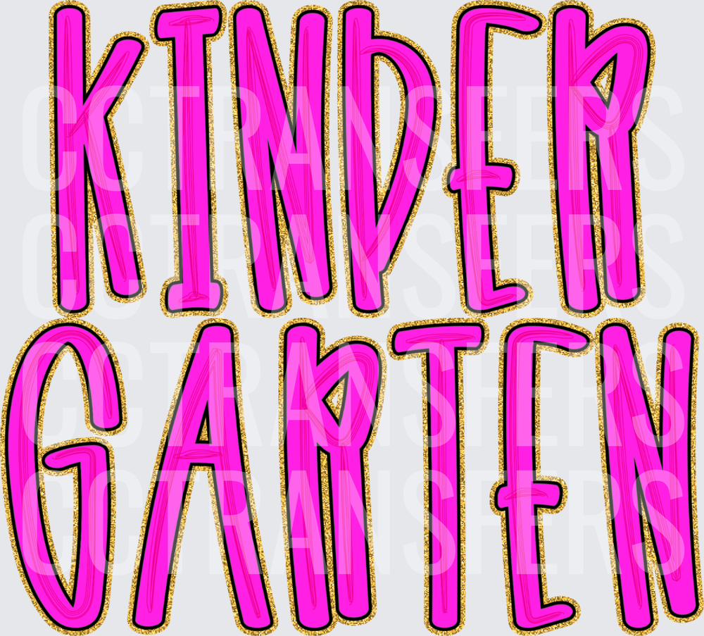 Kinder Garten Bold Hot Pink Glitter Text (DTF)