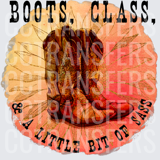 Boots Class & A Little Bit Of Sass Sunflower Western (DTF)