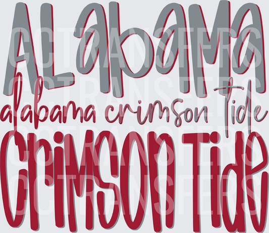 Crimson Tide Mixed Font Layered Text Design (DTF)