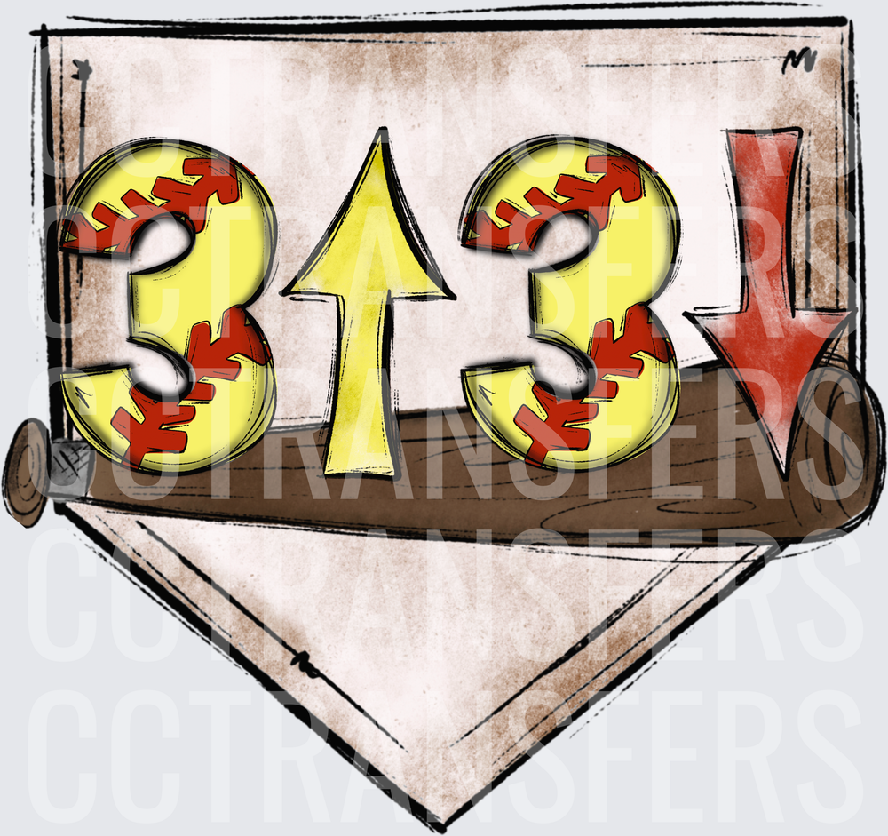Softball Home Plate 3 Up 3 Down Score Sign (DTF)