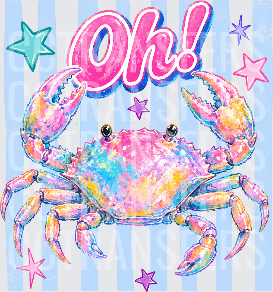 Colorful Rainbow Crab Oh! Blue Striped Stars (DTF)
