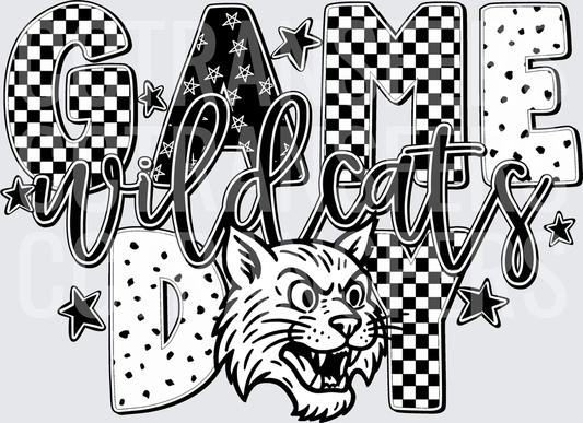 Game Day Wildcats Checkered Star Wildcat Mascot (DTF)
