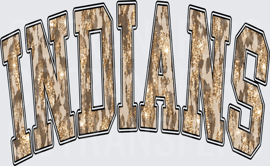 Indians Arched Glitter Cowhide Varsity Letters (DTF)