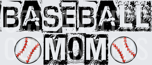 Baseball Mom Distressed Grunge Text with Baseballs (DTF)