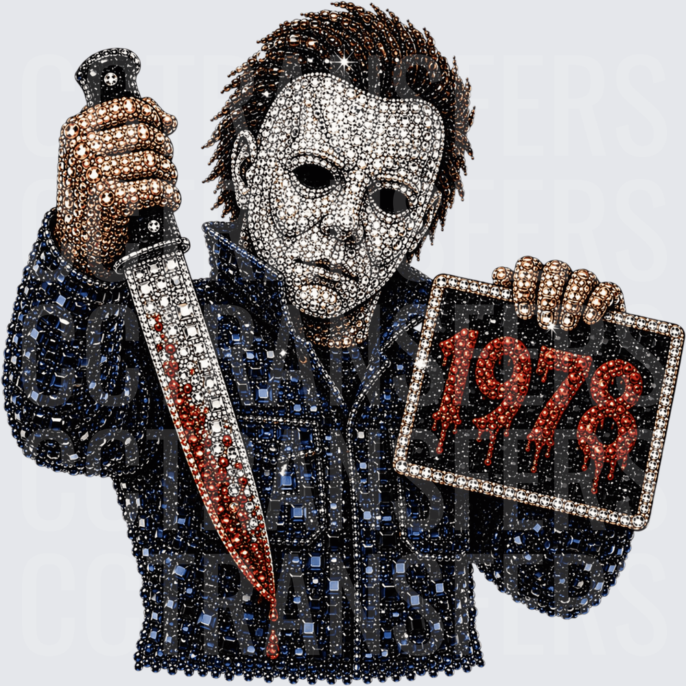 Rhinestone Horror Masked Killer 1978 Bloody Knife (DTF)