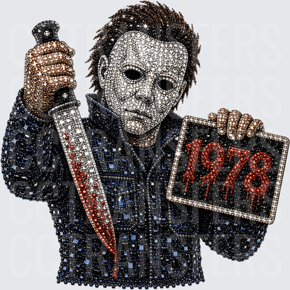 Rhinestone Horror Masked Killer 1978 Bloody Knife (DTF)