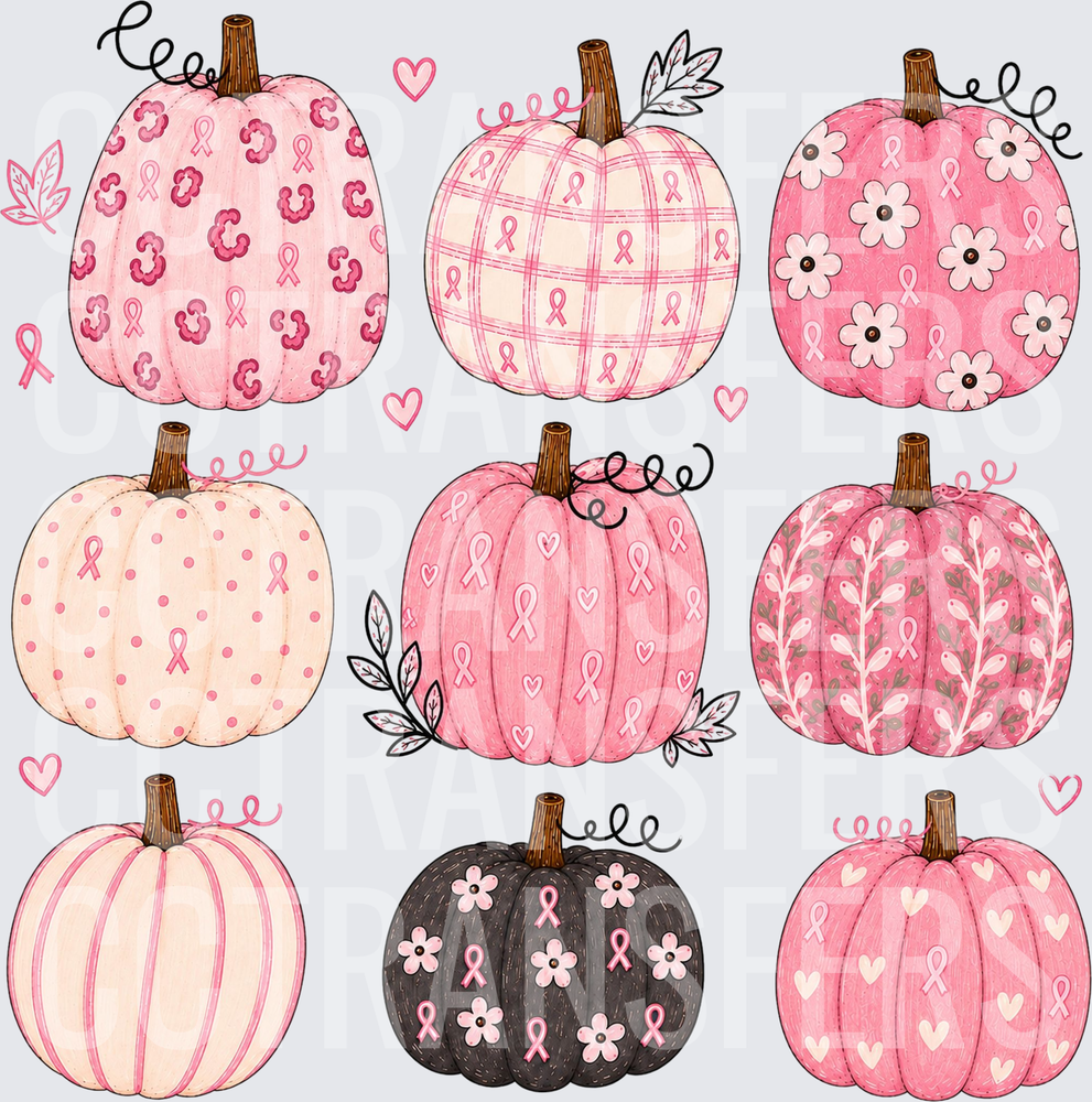 Pink Ribbon Awareness Pumpkin Collection Fall (DTF)