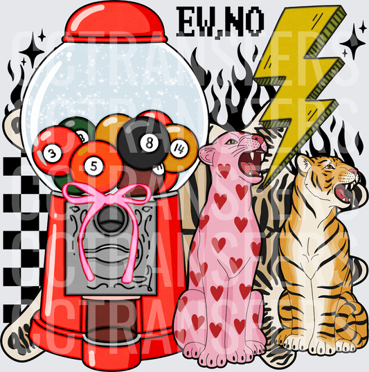 Ew No Gumball Machine Pool Balls Pink Heart Cat Tiger (DTF)