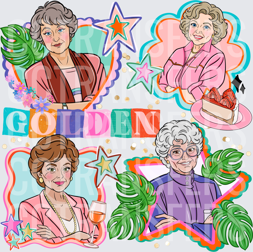 Ladies Colorful Retro Portrait Collage (DTF)