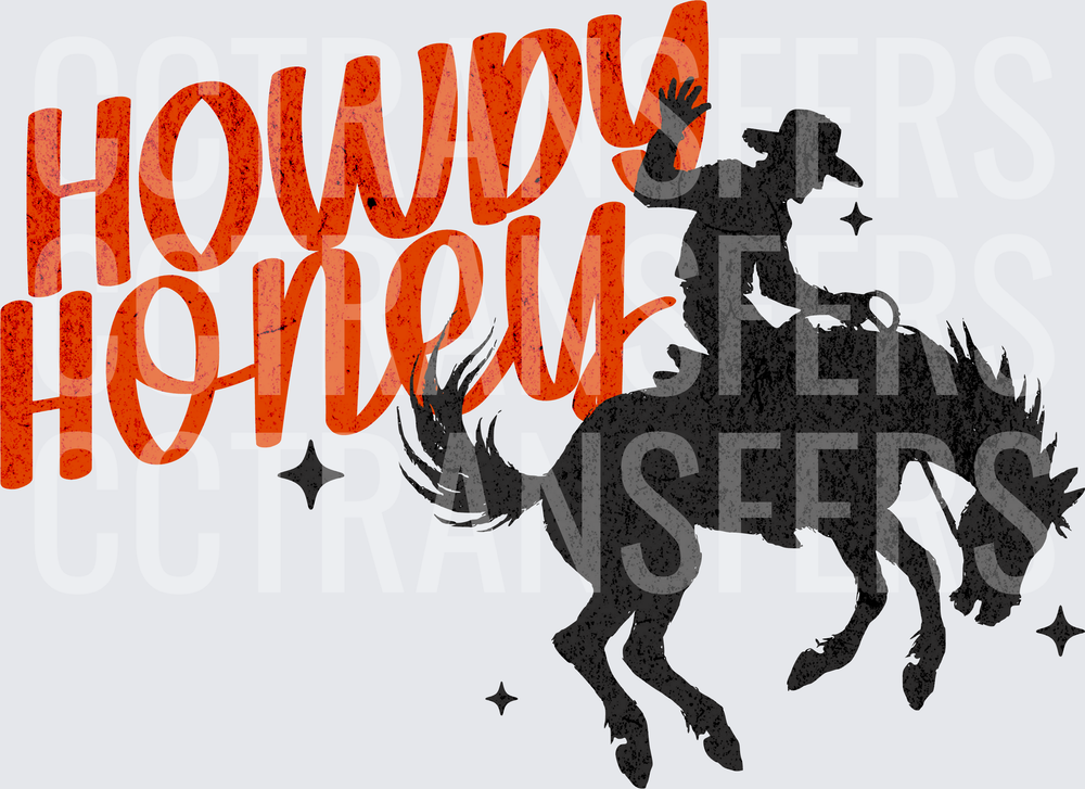Howdy Honey Cowboy Bronco Riding Silhouette (DTF)
