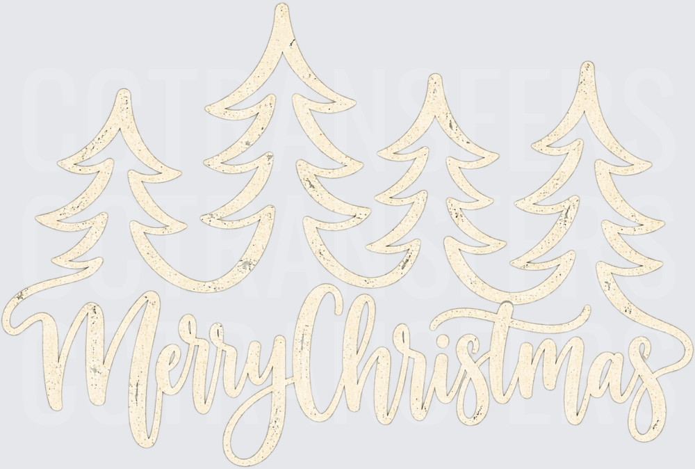 Merry Christmas Rustic Pine Trees Script Design (DTF)