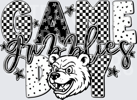 Game Day Grizzlies Fierce Bear Mascot Checkered (DTF)