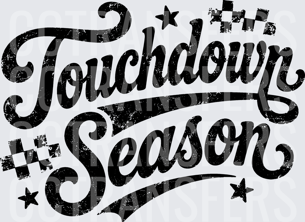 Touchdown Season Vintage Script Stars Checkered (DTF)