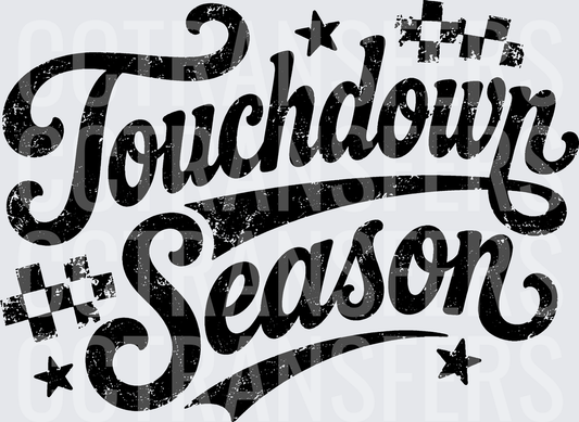 Touchdown Season Vintage Script Stars Checkered (DTF)