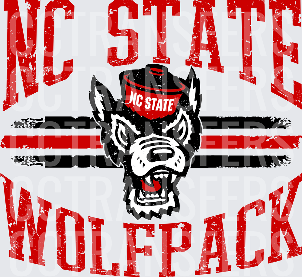 Wolfpack Wolf Mascot Distressed Vintage Arch Text (DTF)