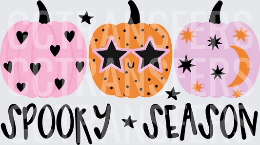 Spooky Season Three Cute Pumpkins Stars Moon Hearts (DTF)